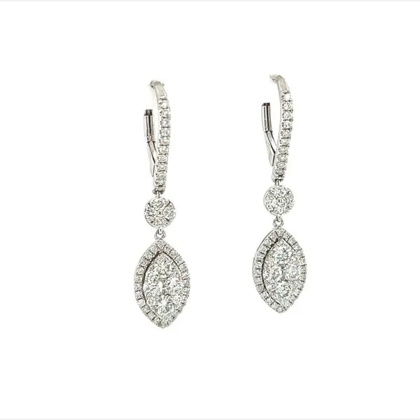 14 Karat White Gold Diamond Drop Earrings Image 2 Toner Jewelers Overland Park, KS