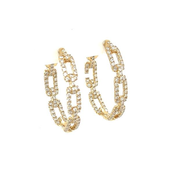 14 Karat Yellow Diamond Fancy Link Hoop Earrings Image 2 Toner Jewelers Overland Park, KS