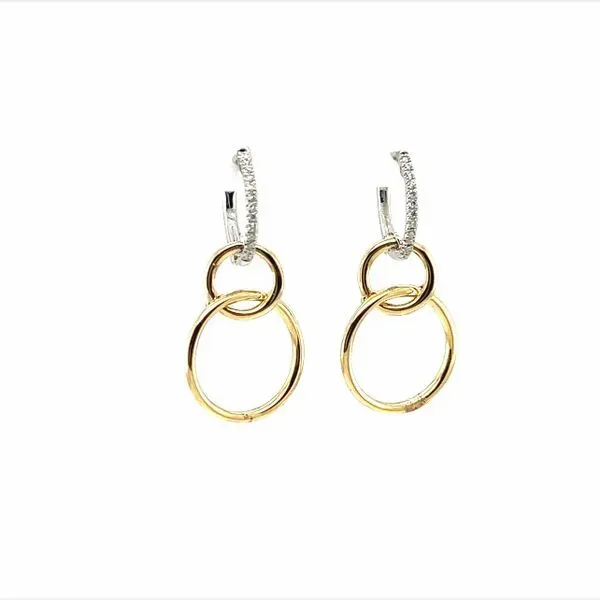 14 Karat White and Yellow Gold Diamond Circle Dangle Earrings Toner Jewelers Overland Park, KS