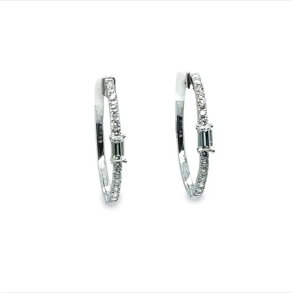 14 Karat White Gold Diamond Hoops Earrings Toner Jewelers Overland Park, KS