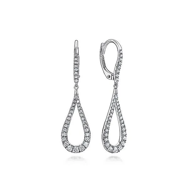 14K White Gold Contoured Pear Shaped Diamond Drop Earrings Toner Jewelers Overland Park, KS