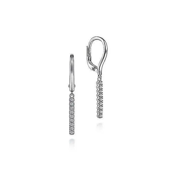 Gabriel & Co. 14K White Gold Diamond Bar Drop Leverback Earrings Toner Jewelers Overland Park, KS