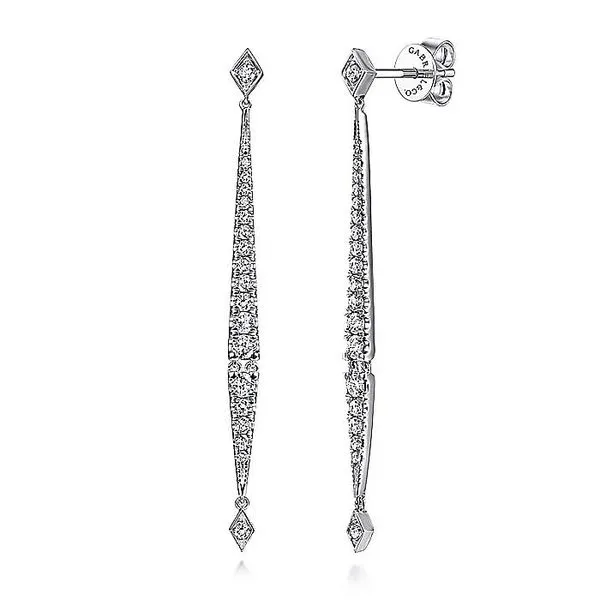 Gabriel & Co. 14K White Gold Diamond Bar Drop Earrings Toner Jewelers Overland Park, KS