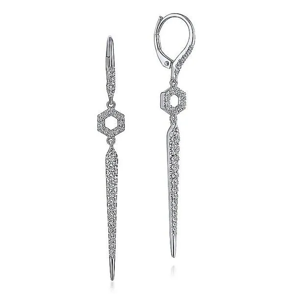 Gabriel & Co. 14K White Gold Diamond Drop Earrings Toner Jewelers Overland Park, KS