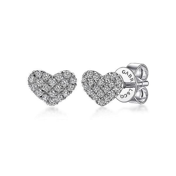 Gabriel & Co. 14K White Gold Heart Shaped Diamond Stud Earrings Toner Jewelers Overland Park, KS
