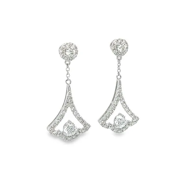 14k White Gold Diamond Drop Earrings Image 2 Toner Jewelers Overland Park, KS