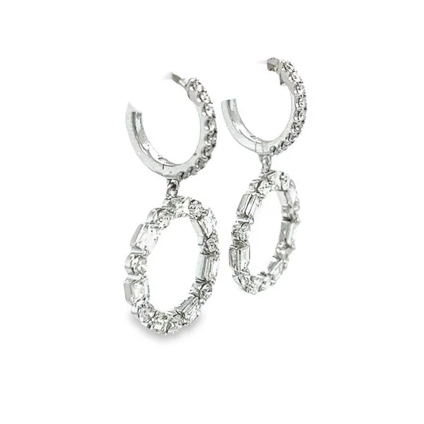 14k White Gold Diamond Circle Earrings Image 2 Toner Jewelers Overland Park, KS
