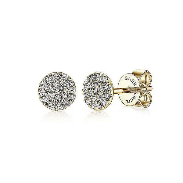 Gabriel & Co. 14K Yellow Gold Cluster Diamond Stud Earrings Toner Jewelers Overland Park, KS