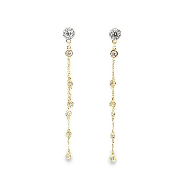 14kYellow Gold Diamond Station Dangle Earrings Toner Jewelers Overland Park, KS