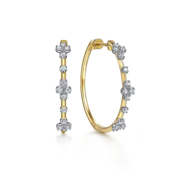 Gabriel & Co. 14K Yellow Gold Diamond Hoops Toner Jewelers Overland Park, KS