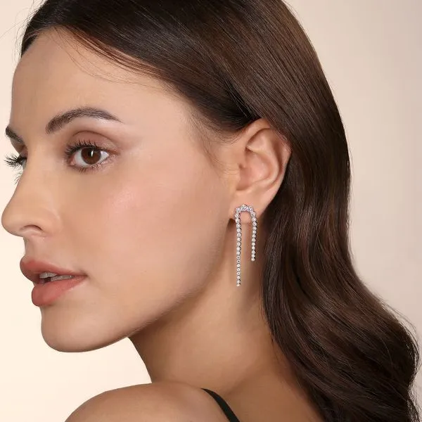 Gabriel  & Co. 14K White Gold Diamond Stud Drop Earrings Image 2 Toner Jewelers Overland Park, KS