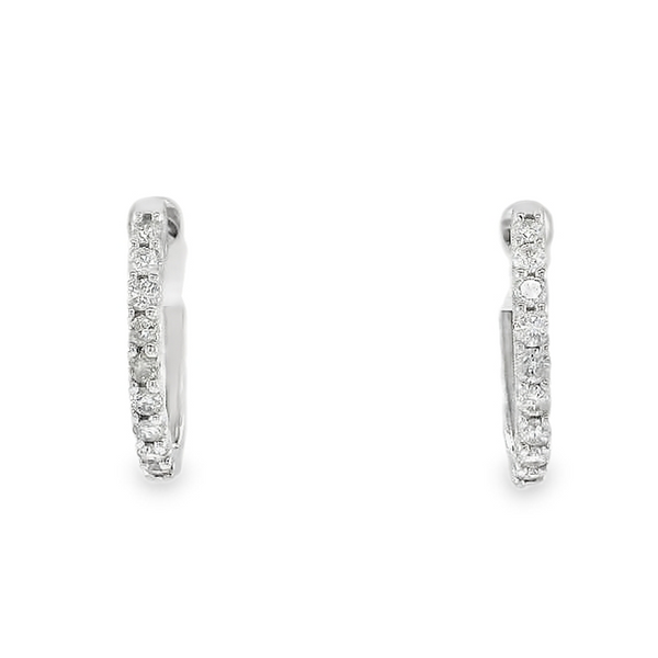 14 Karat White Gold Small Hoop Diamond Earrings Set Toner Jewelers Overland Park, KS