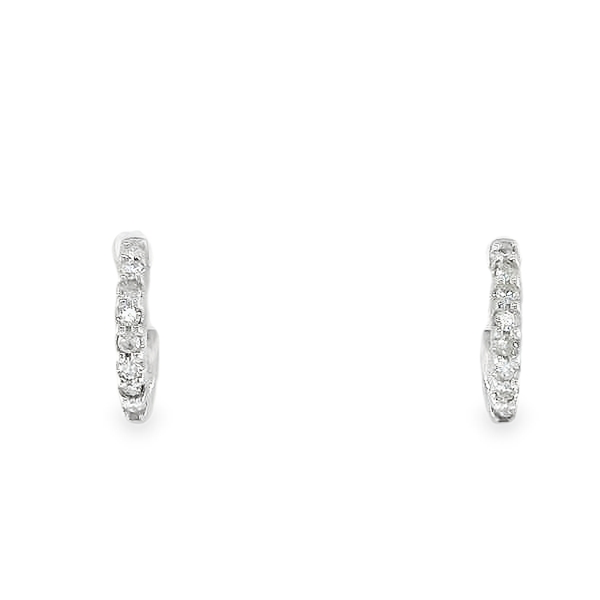 14 Karat White Gold Small Hoop Diamond Earrings Set Toner Jewelers Overland Park, KS