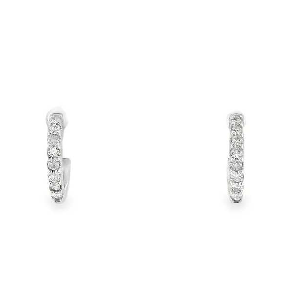 14k White Gold Small Hoop Diamond Earrings Set Toner Jewelers Overland Park, KS