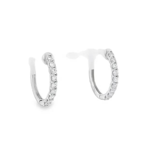 14 Karat White Gold Small Hoop Diamond Earrings Set Image 2 Toner Jewelers Overland Park, KS
