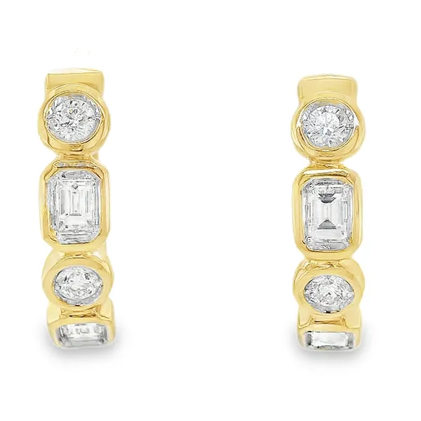 14k Yellow Gold Medium Hoop Diamond Earrings Set Toner Jewelers Overland Park, KS