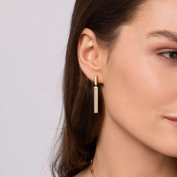 Gabriel & Co. 14 Karat Yellow Gold Drop Diamond Earrings Image 3 Toner Jewelers Overland Park, KS