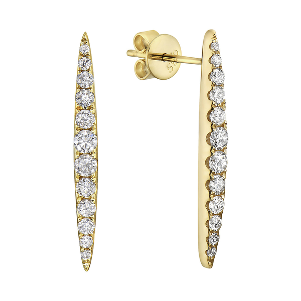 14k Yellow Gold Tapered Bar Diamond Studs Toner Jewelers Overland Park, KS
