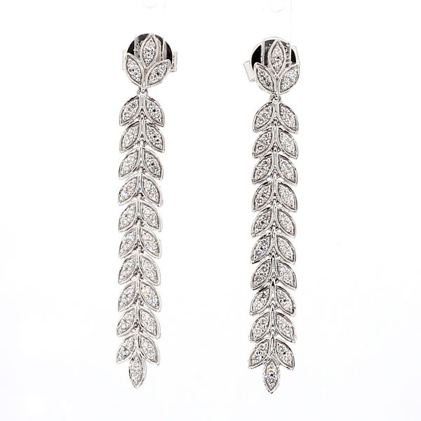 18k White Gold Diamond Leaf Drop Earrings Toner Jewelers Overland Park, KS