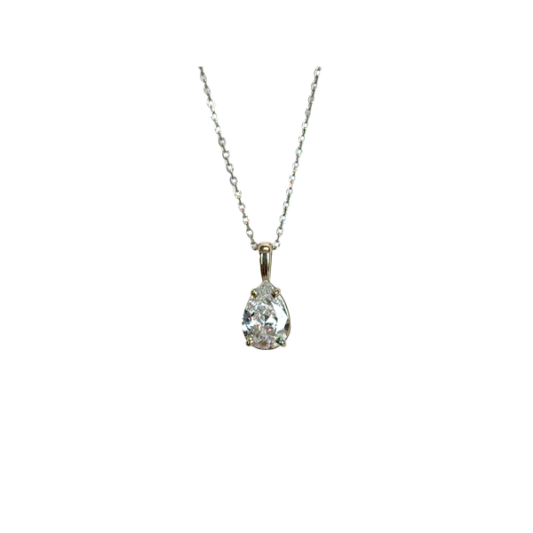 14k White Gold Pear Diamond Solitaire Pendant Toner Jewelers Overland Park, KS