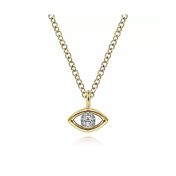 Gabriel & Co. 14K Yellow-White Gold Diamond Evil Eye Pendant Toner Jewelers Overland Park, KS