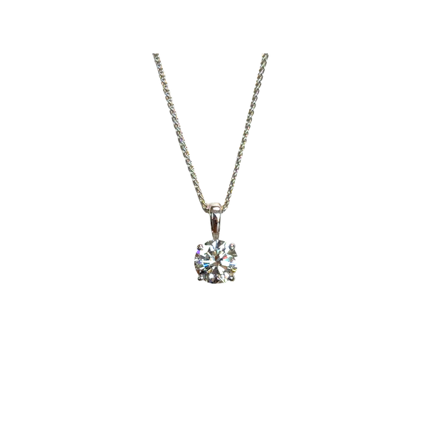 14k White Gold Round Diamond Solitaire Pendant Toner Jewelers Overland Park, KS