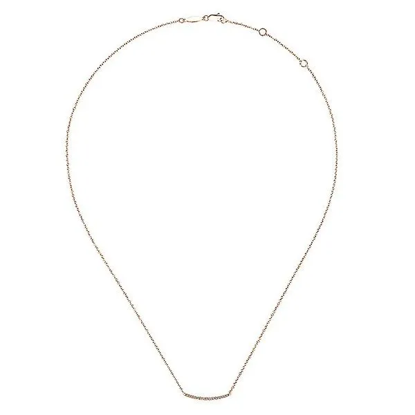 Gabriel & Co. 14K Rose Gold Diamond Pavé Curved Bar Necklace Image 2 Toner Jewelers Overland Park, KS