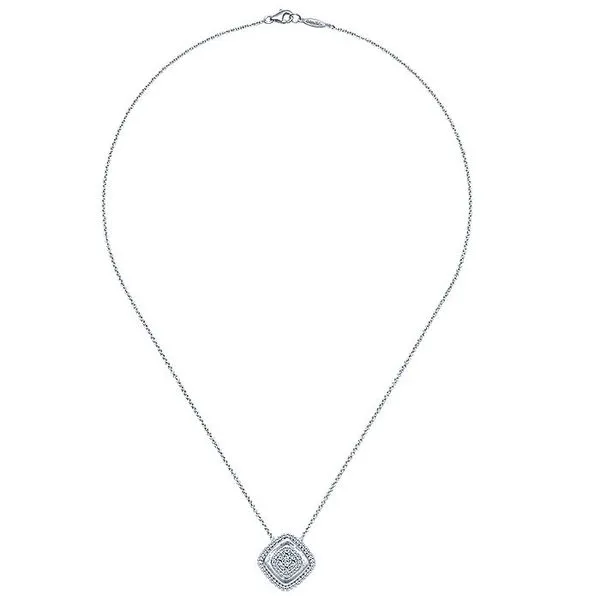 Gabriel & Co 14 Karat White Gold Diamond Pendant Necklace Image 2 Toner Jewelers Overland Park, KS