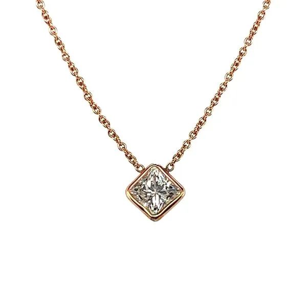 14 Karat Rose Gold Bezel Set Diamond Pendant Necklace Toner Jewelers Overland Park, KS
