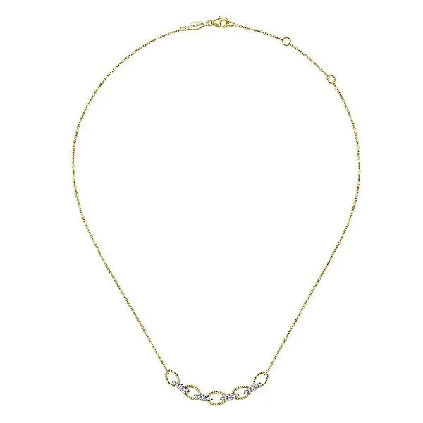 Gabriel & Co. 14K Gold Twisted Rope Oval Link and Diamond Necklace Image 2 Toner Jewelers Overland Park, KS
