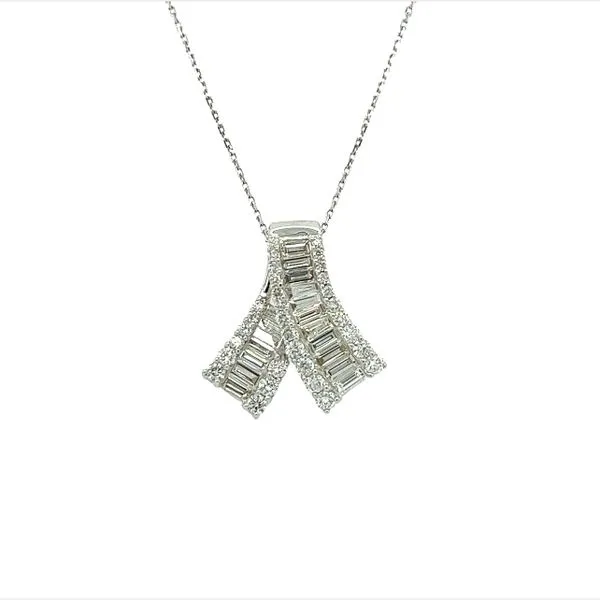 14 Karat White Gold Ribbon Diamond Pendant Necklace Toner Jewelers Overland Park, KS