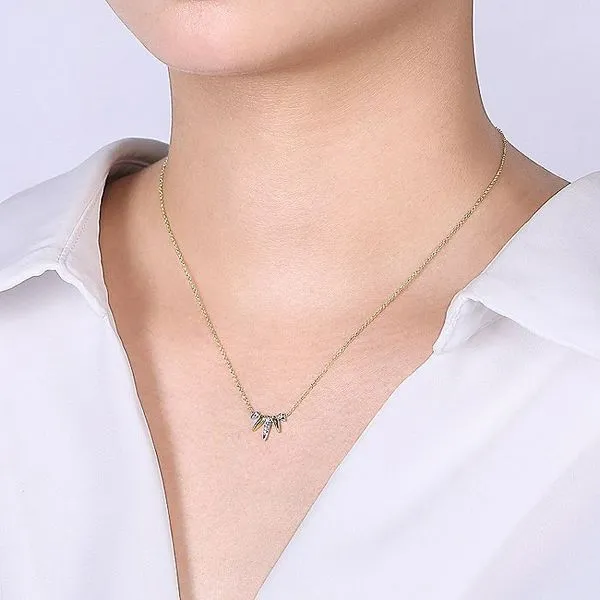 Gabriel & Co. 14K Gold Diamond Pave Spike Fan Bar Necklace Image 3 Toner Jewelers Overland Park, KS