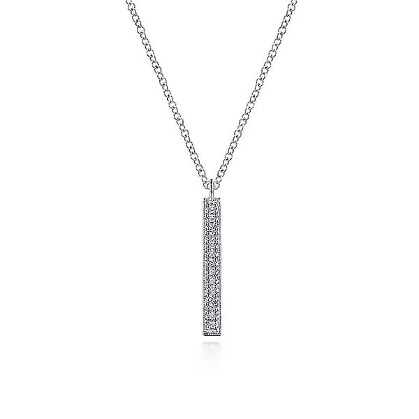 Gabriel & Co. 14K White Gold Diamond Bar Pendant Necklace Toner Jewelers Overland Park, KS