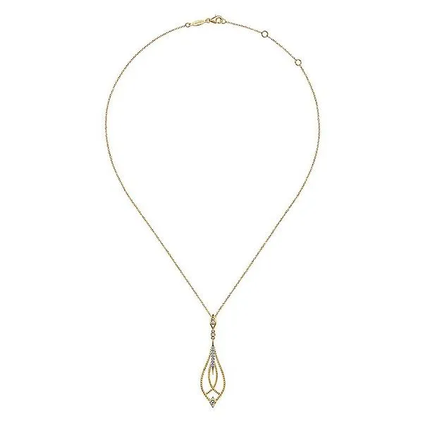 Gabriel & Co. 14K Yellow Gold & DiamondTeardrop Pendant Necklace Image 2 Toner Jewelers Overland Park, KS