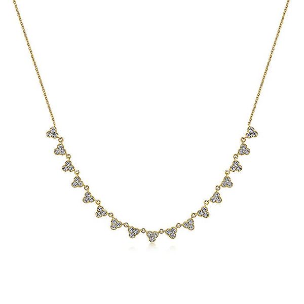 Gabriel & Co. 14K Yellow Gold Scalloped Diamond Necklace Toner Jewelers Overland Park, KS