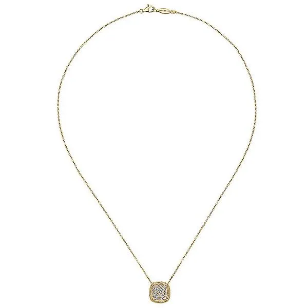 Gabriel & Co. 14K Yellow Gold Diamond Pavé Pendant Necklace Image 2 Toner Jewelers Overland Park, KS