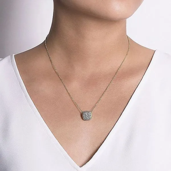 Gabriel & Co. 14K Yellow Gold Diamond Pavé Pendant Necklace Image 3 Toner Jewelers Overland Park, KS