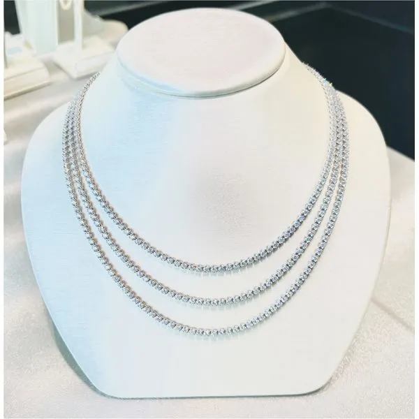 14 Karat White Gold 3 Strand Diamond Riviera Necklace Toner Jewelers Overland Park, KS
