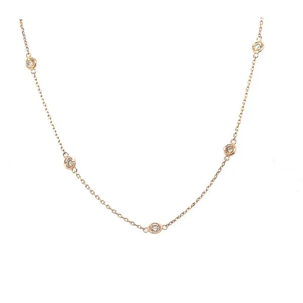 14 Karat Rose Gold Diamond Station Necklace Toner Jewelers Overland Park, KS