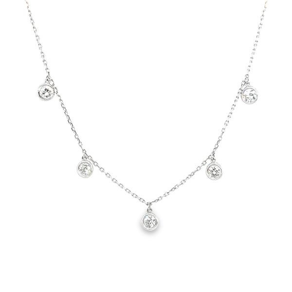 14 Karat White Gold Diamond Drop Station Necklace Toner Jewelers Overland Park, KS
