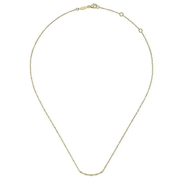Gabriel & Co. 14K Yellow Gold Diamond Stations Bar Necklace Image 2 Toner Jewelers Overland Park, KS