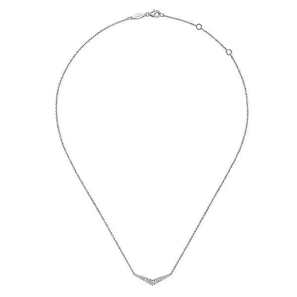 Gabriel & Co. 14K White Gold Diamond Chevron Bar Necklace Image 2 Toner Jewelers Overland Park, KS