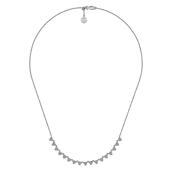 Gabriel & Co. 14K White Gold Scalloped Diamond Necklace Image 2 Toner Jewelers Overland Park, KS