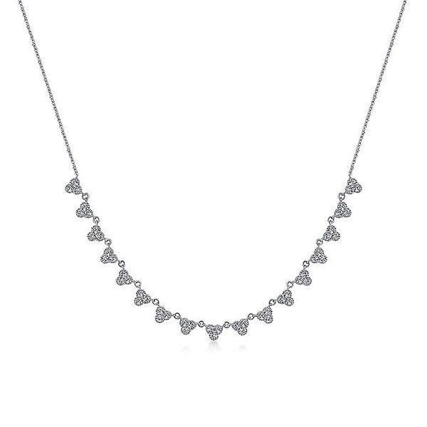 Gabriel & Co. 14K White Gold Scalloped Diamond Necklace Toner Jewelers Overland Park, KS