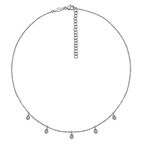 Gabriel & Co. 14K White Gold Teardrop Diamond Drop Necklace Image 2 Toner Jewelers Overland Park, KS