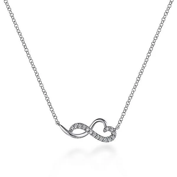 Gabriel & Co. 14K White Gold Diamond Infinity Heart Necklace Toner Jewelers Overland Park, KS