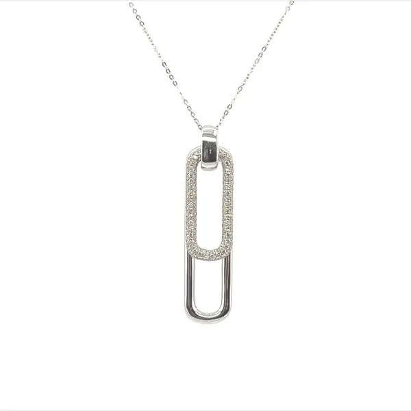 14 Karat White Gold Diamond Paperclip Pendant Necklace Toner Jewelers Overland Park, KS