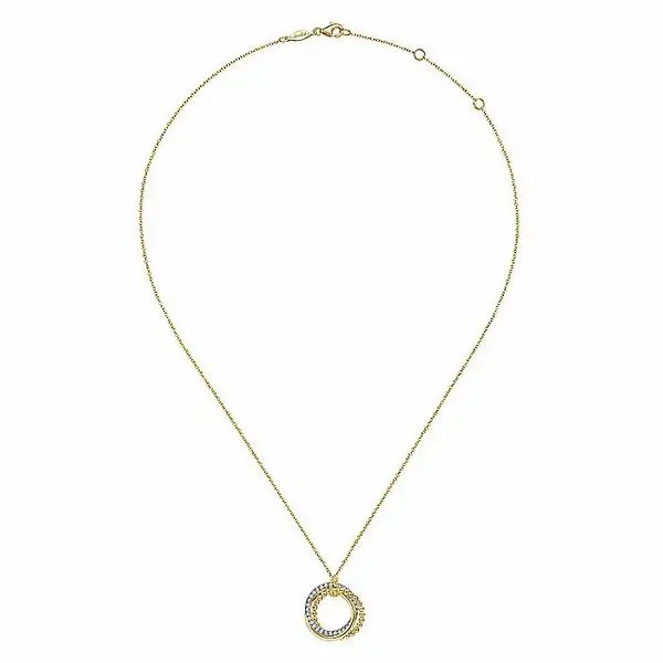 Gabriel & Co. 14K Gold Diamond Interlocking Circles Pendant Necklace Image 2 Toner Jewelers Overland Park, KS