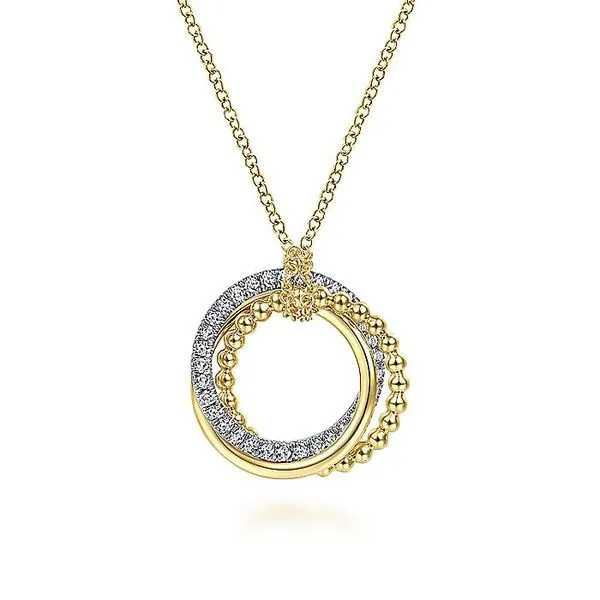 Gabriel & Co. 14K Gold Diamond Interlocking Circles Pendant Necklace Toner Jewelers Overland Park, KS