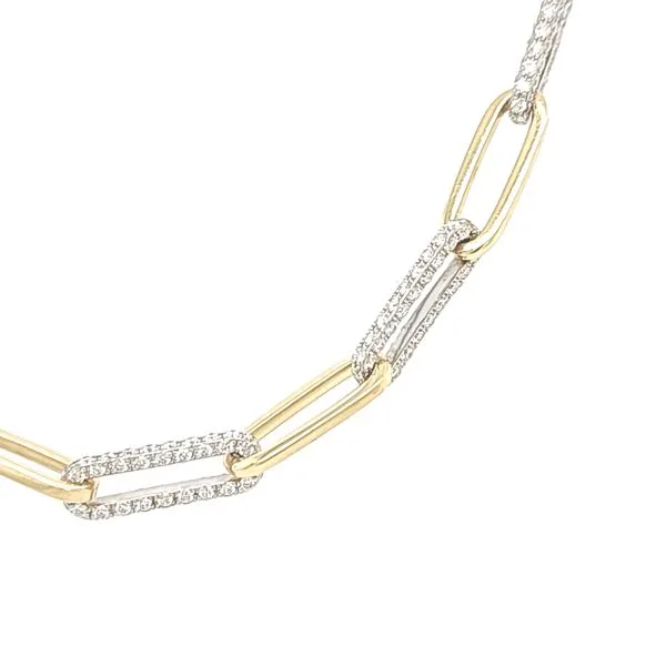 14 Karat Yellow and White Gold Diamond Link Necklace Image 2 Toner Jewelers Overland Park, KS